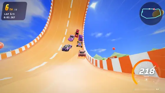 Mega Stunt Park track in Hot Racers: two loops, a big jump and a wall ride